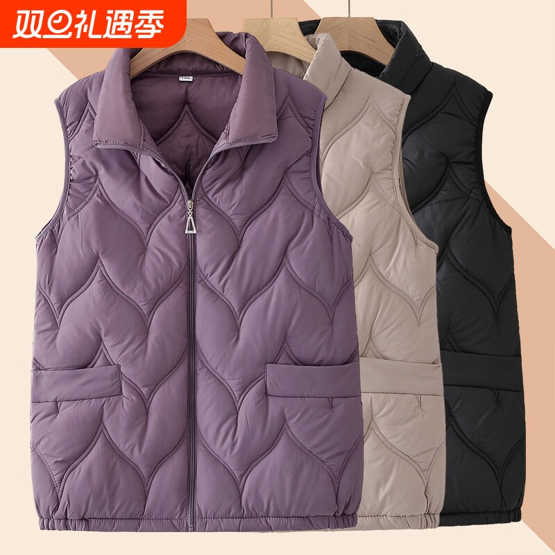 中老年妈妈马甲秋冬季加棉保暖外套女老人坎肩衣服中长款加绒上衣