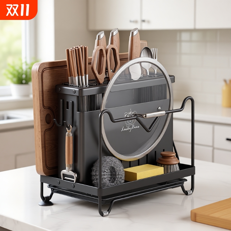 刀架厨房置物架台面菜板架刀筷笼