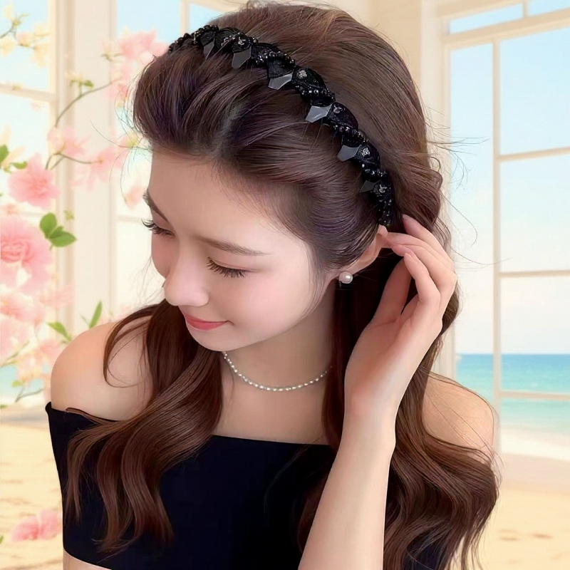 水钻麻花发箍女2025新款蓬松高颅