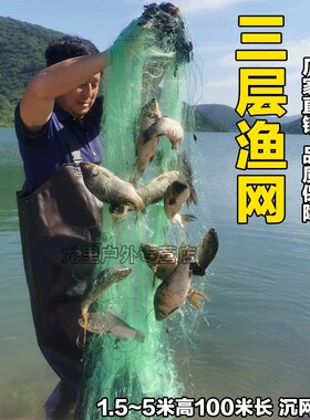 特耐威三层渔网柔软绿丝网沉网