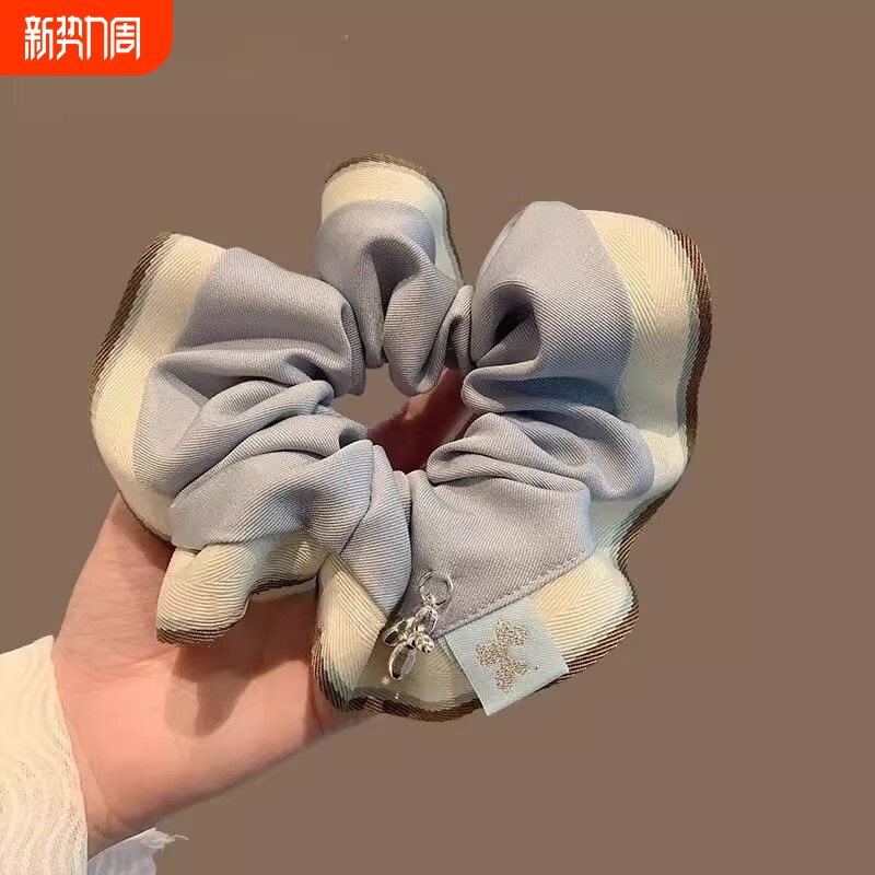 韩系小清新大肠发圈气质甜美低马尾扎发头绳发绳高级感肠圈蓝色