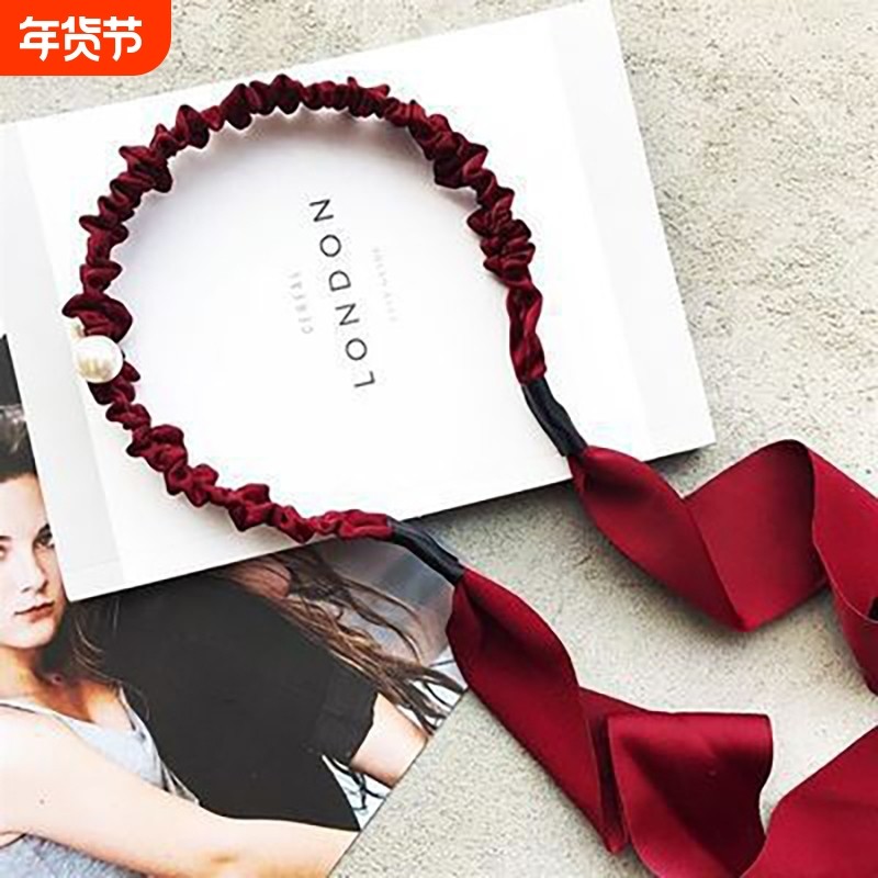 韩版发箍女外出甜美发饰森系超仙发带简约飘带绑马尾蝴蝶结头箍