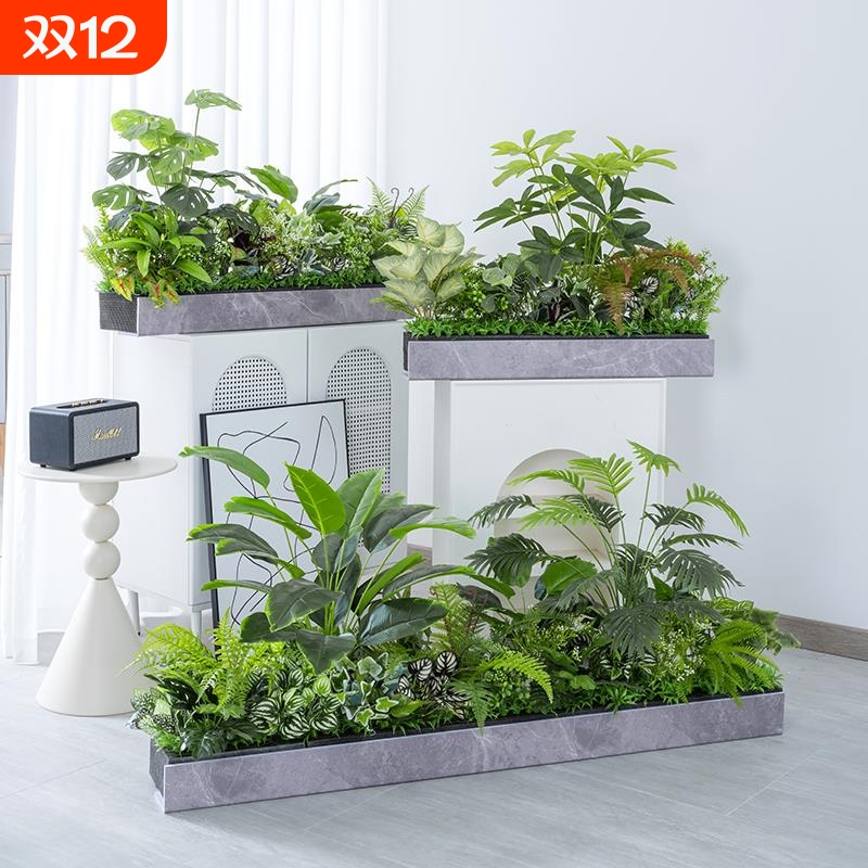 仿真绿植造景组合热带植物隔断花槽花箱摆设假花室内景观装饰室外