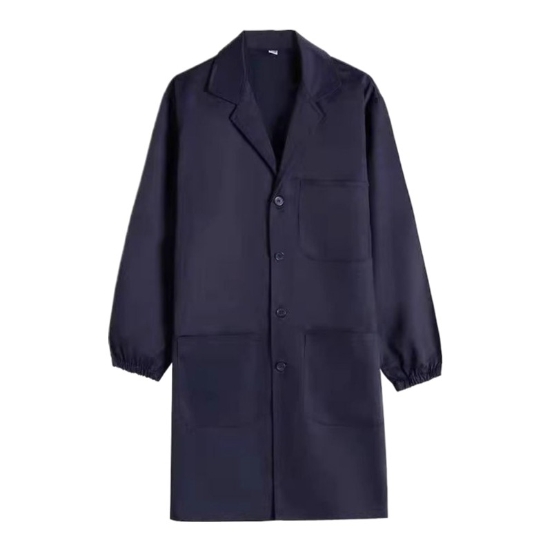 大褂工作服长袖长款迷彩蓝围裙防尘罩衣劳保薄款车间反光条工人