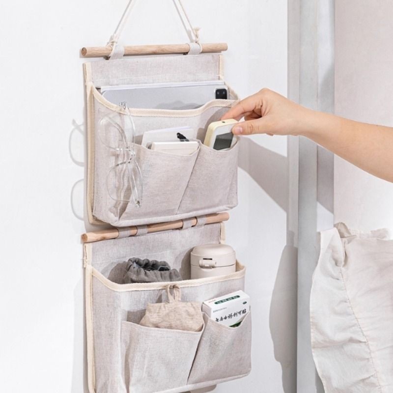 床头收纳挂袋壁挂式门后小挂兜储物整理袋宿舍收纳神器置物布袋