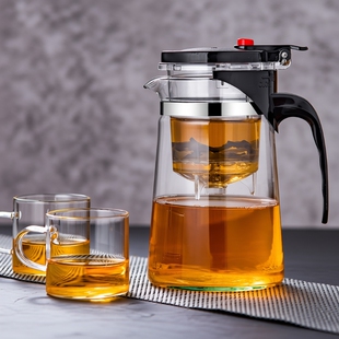 玻璃茶壶家用泡茶飘逸杯高档泡茶壶一键按压过滤茶水分离茶具套装