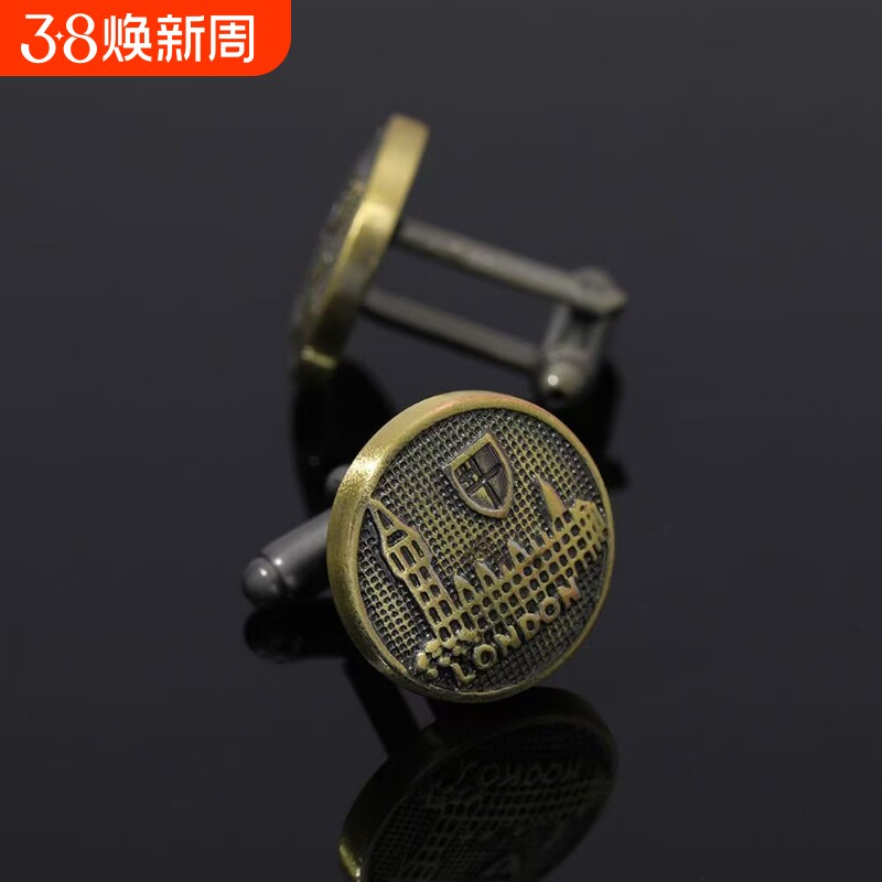 铜材质珐琅电镀工艺袖扣时尚商务正装男士法式袖口袖扣