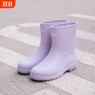 雨鞋 高档百搭雨鞋 防滑防水短筒雨靴中筒工作防水网红新款 韩版 女款