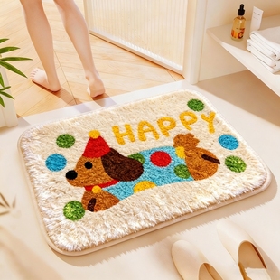 浴室卫生间地垫吸水卡通加厚脚垫家用厕所门口防滑垫子仿羊绒地毯