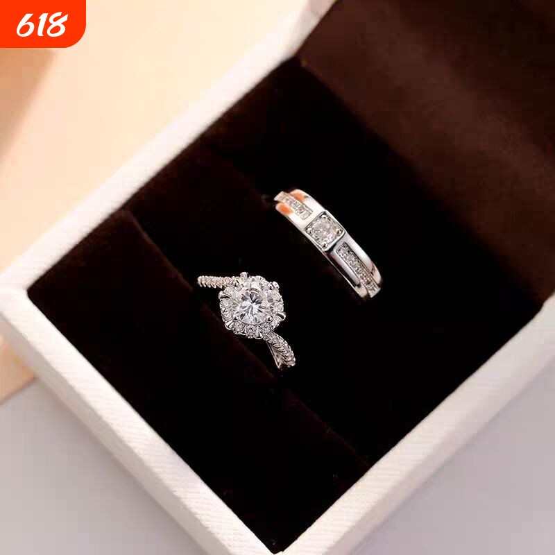 仿真婚戒结婚对戒情侣戒指婚礼钻戒一对婚纱照交换仪式人工镀金
