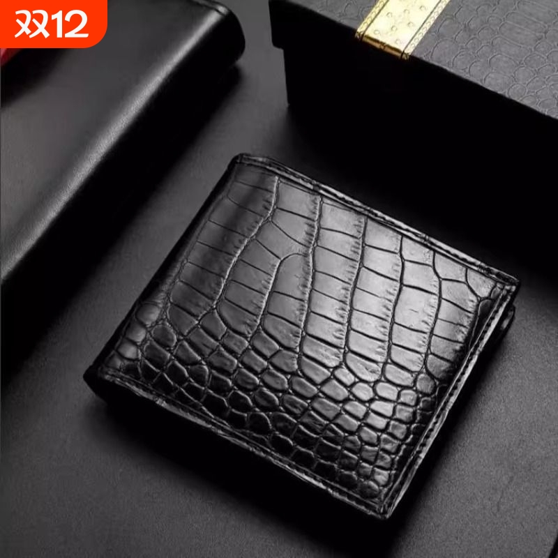 泰国鳄鱼皮钱包男短款皮夹商务休闲肚皮多卡位皮包真皮男士钱夹