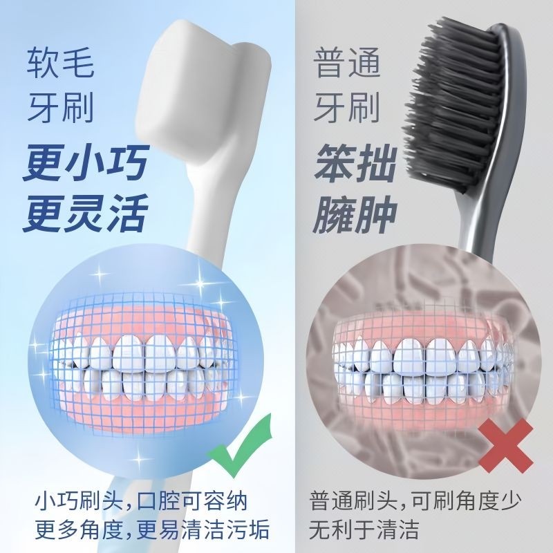 安心软毛牙刷万毛牙刷护龈敏感牙齿深层清洁牙成人纳米牙刷情侣款