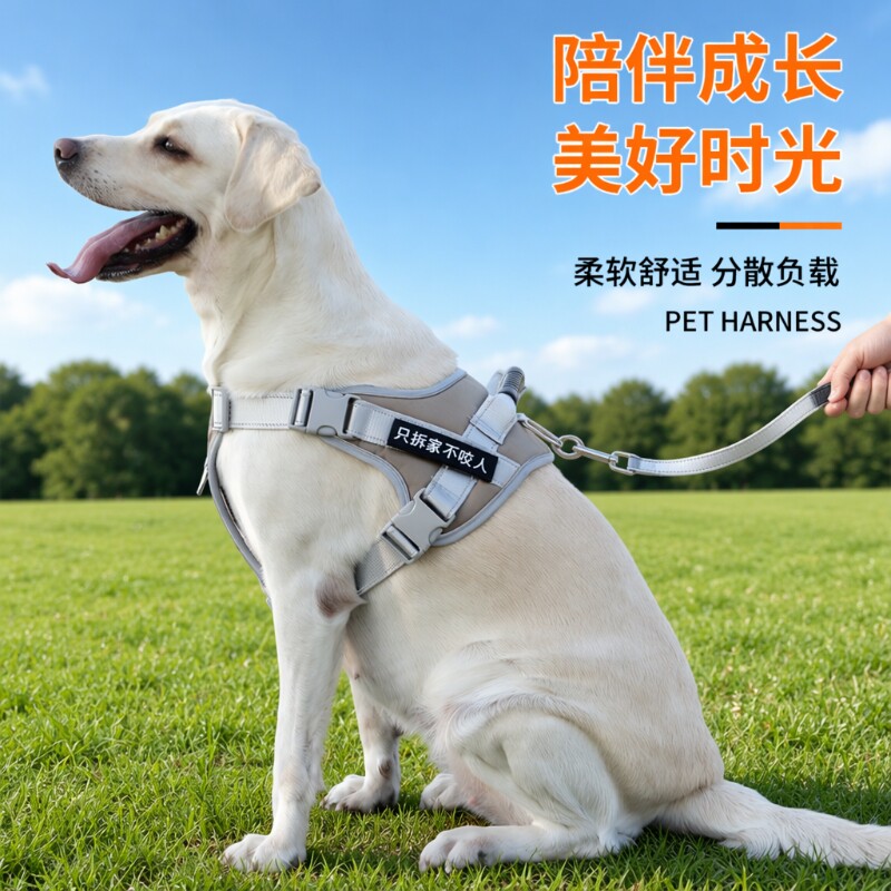 宠物遛狗胸背带防爆冲拉布拉多狗链子中大型犬金毛狗狗牵引绳子