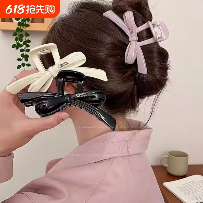 新款韩系发卡飘带蝴蝶结发夹女2026新款高端鲨鱼夹发抓夹子头饰品