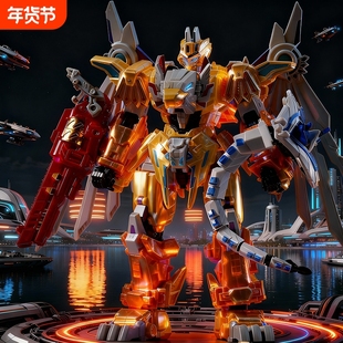 变形联盟玩具6狮鹫王男孩变形机器人金刚男童儿童机甲合体5岁礼物