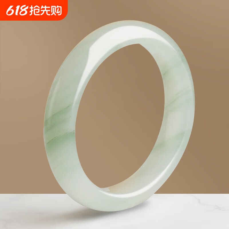 玉石天山翠雪翠飘花玉手镯女新品时尚手镯正品新疆镯子带证书复检