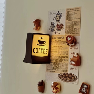 美式 饰侧吸灯冰箱贴备忘磁贴磁铁 咖啡小店coffee磁吸咖啡灯牌装