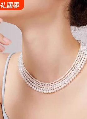 澳白色时尚小米珠项链女简约气质百搭叠戴人造珍珠小众高级锁骨链