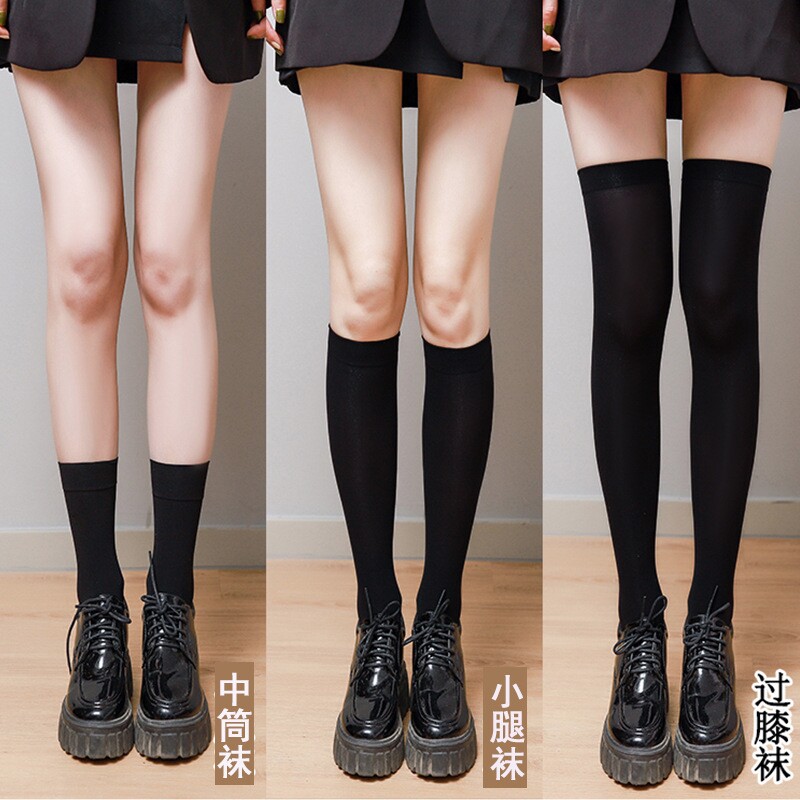 天鹅绒小腿袜可爱少女jk长筒袜图片