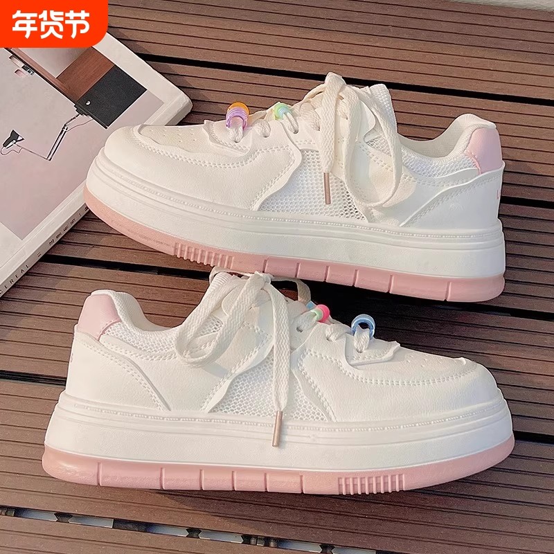 夏季小白鞋2025新款女鞋厚底休闲鞋子女百搭chic配裙子运动板