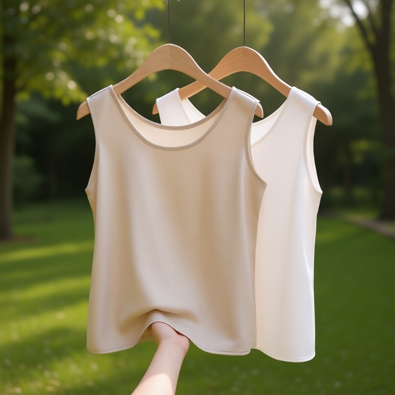 配西装背心吊带女内搭打底仿真丝圆领仿桑蚕丝缎面宽松2025夏大码