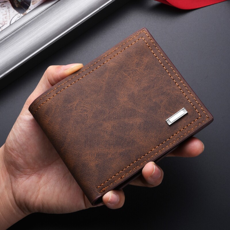 钱包男士横款时尚短款钱夹高级感复古皮夹卡包多隔层票夹零钱卡夹