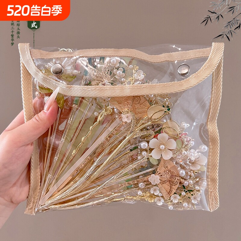 花朵流苏新中式古风女高端盘发钗簪子流苏步摇2025新款国风发钗子