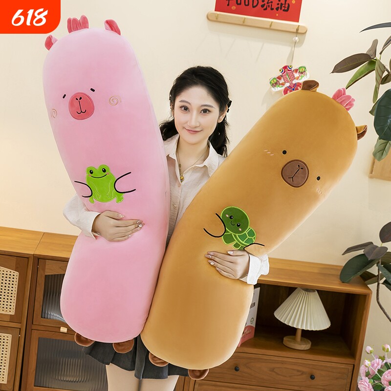 卡皮巴拉可爱公仔女生长抱枕床上沙发宿舍夹腿毛绒玩具娃娃兔子