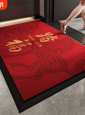 红色高级入户门地垫大门口进门耐脏免洗脚垫别墅高端地毯防滑氛围