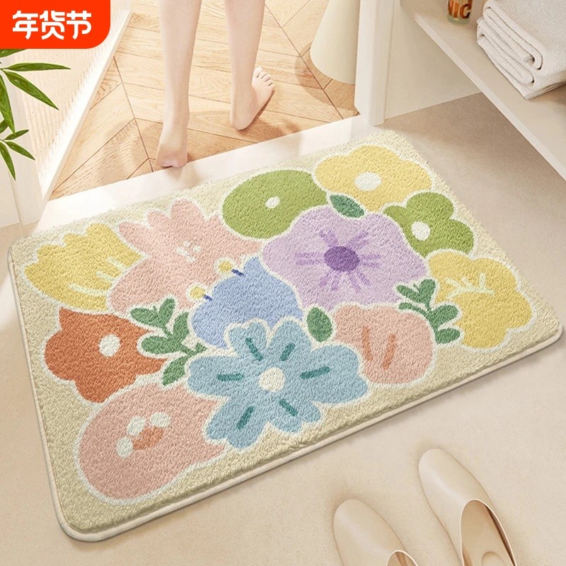 浴室地毯卫生间厕所门口吸水防滑脚垫家用进门地垫卫浴可机洗