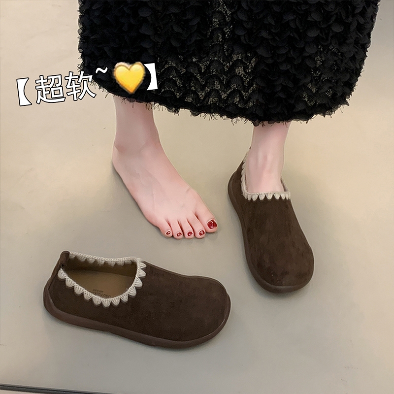 平底全包勃肯鞋女2025秋季新款一脚蹬豆豆鞋孕妇软底博肯乐福单鞋