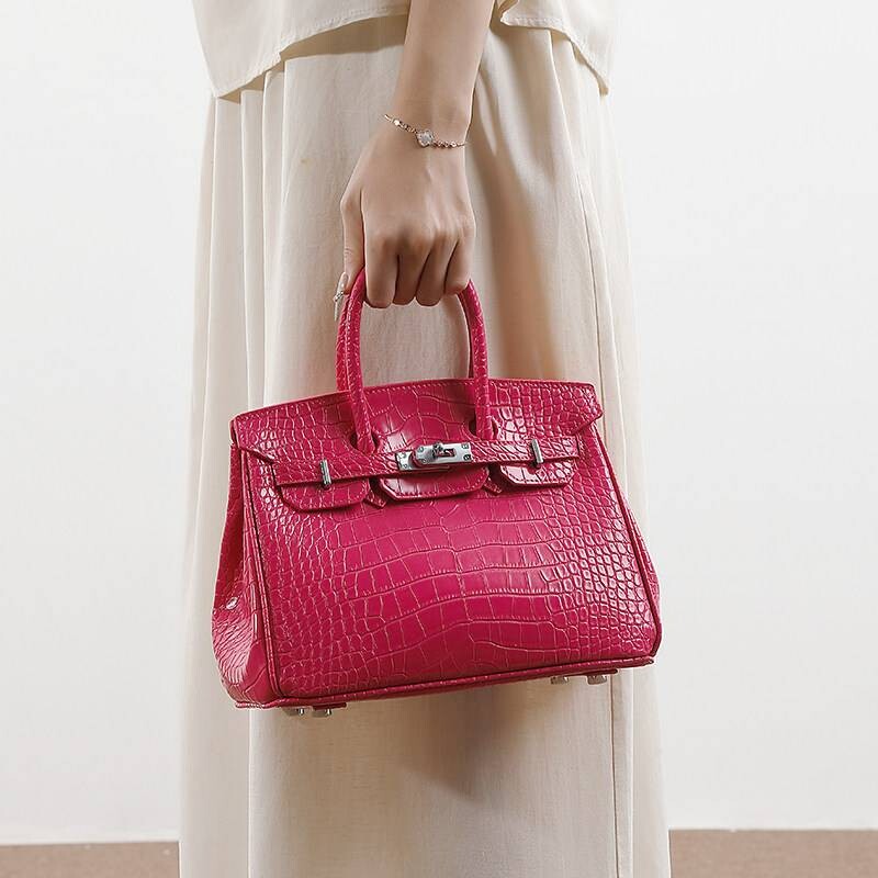 爱玛女仕女包包新款欧美时尚鳄鱼纹铂金包百搭凯莉包单肩斜挎手提