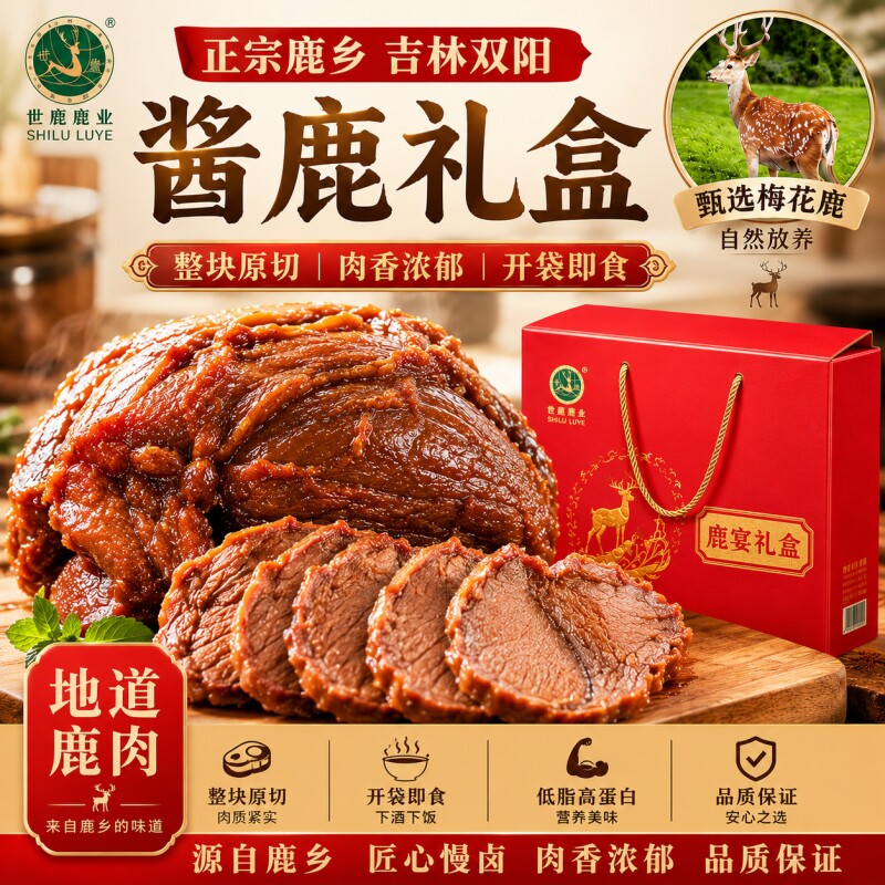 【礼盒装】酱鹿肉五香梅花鹿腿肉真鹿腱子肉熟食原切大块真空包装