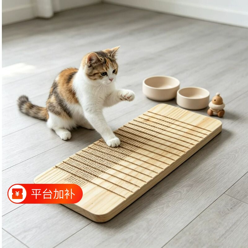 纯实木耐磨猫抓板不掉屑猫咪床抓原木木质猫爬架幼猫小型躺卧墙面