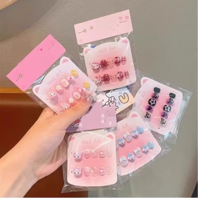 儿童穿戴甲美甲贴女童新款立体精致手工卡通贴片套装女孩无味甲片
