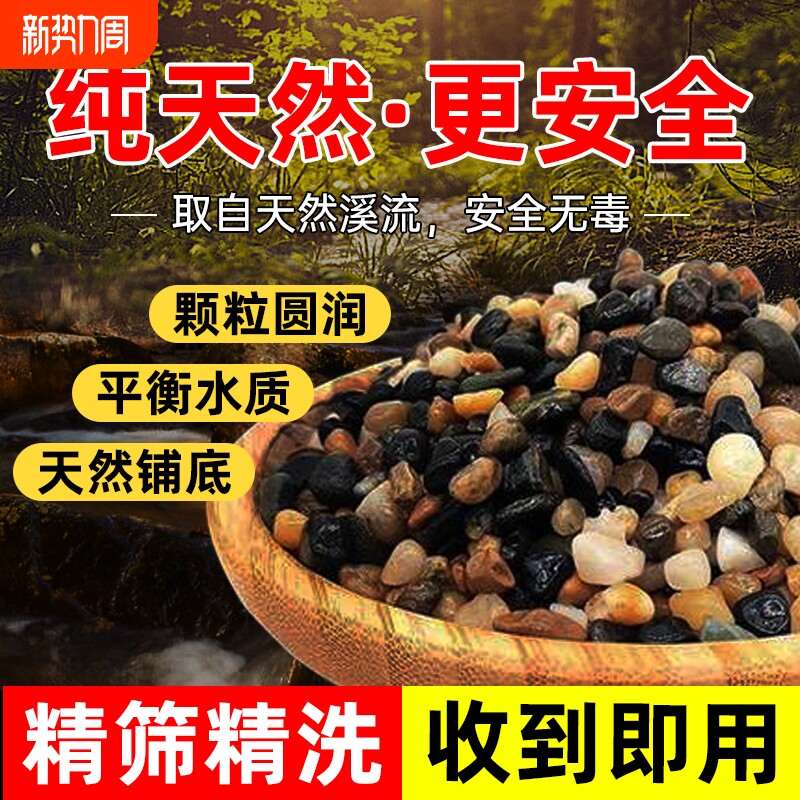天然鹅卵石鱼缸底砂造景装饰石头溪流纯天然专用生态石子养鱼原石