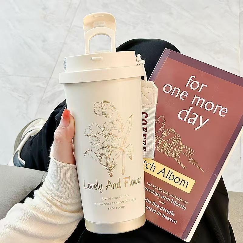 铃兰花儿童水杯上学专用食品级杯子男女孩保温杯316不锈钢便携