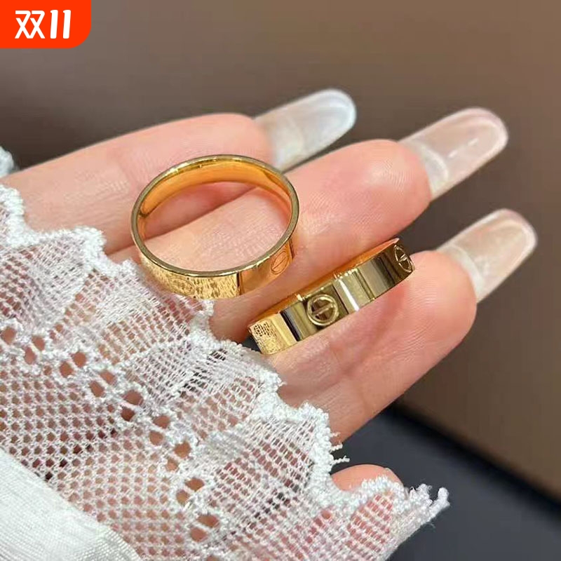 金店同款素圈戒指车花光面仿黄金硬金戒子男女情侣对戒指环