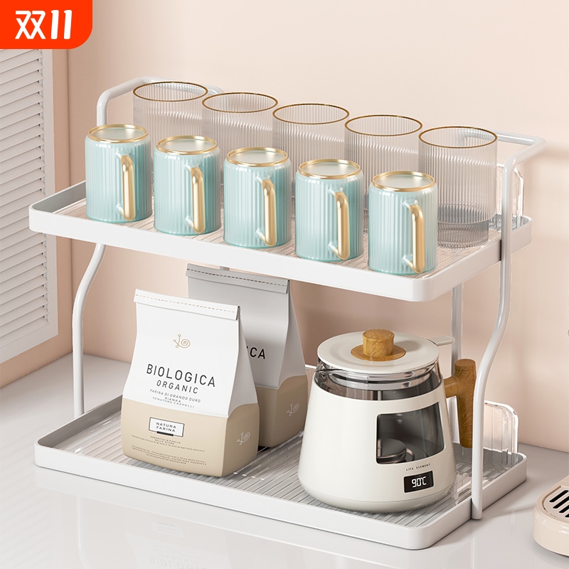 水杯收纳架餐桌桌面双层杯架玻璃杯放置架客厅洗漱台置物架沥水架