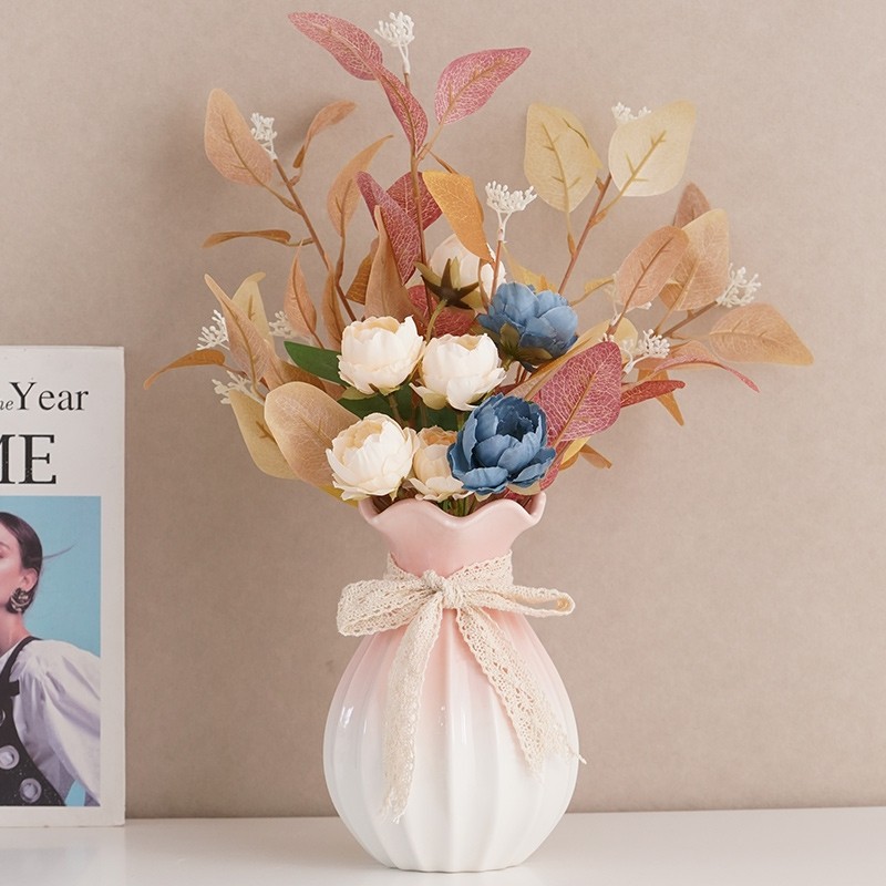 陶瓷花瓶客厅插花摆件轻奢高级感仿真花鲜花家居装装水培花器桌面