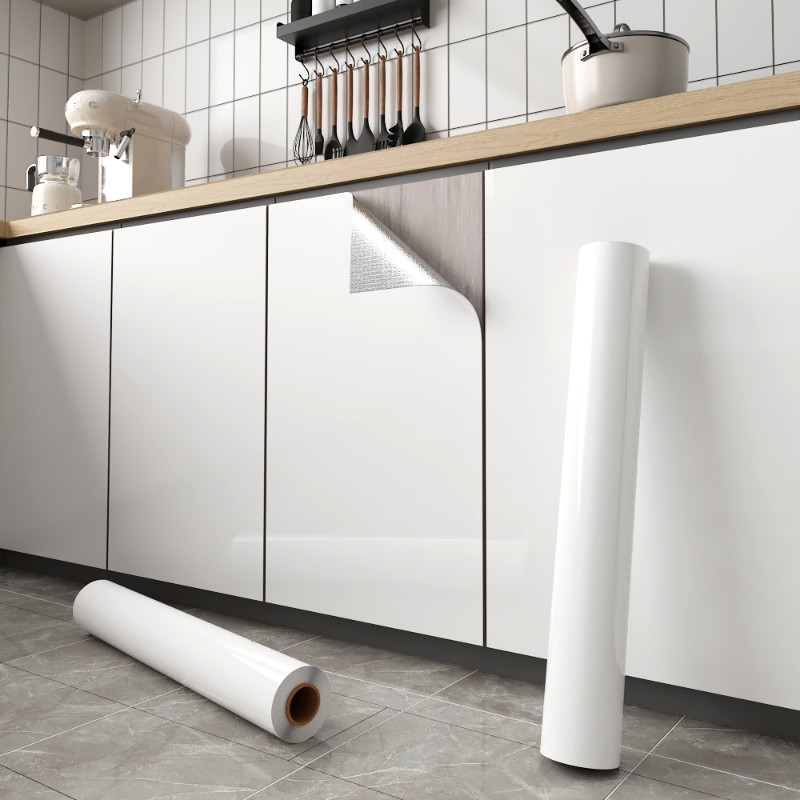 橱柜贴纸翻新专用白色贴膜厨房防水防油柜门改色墙纸自粘卧室烤漆