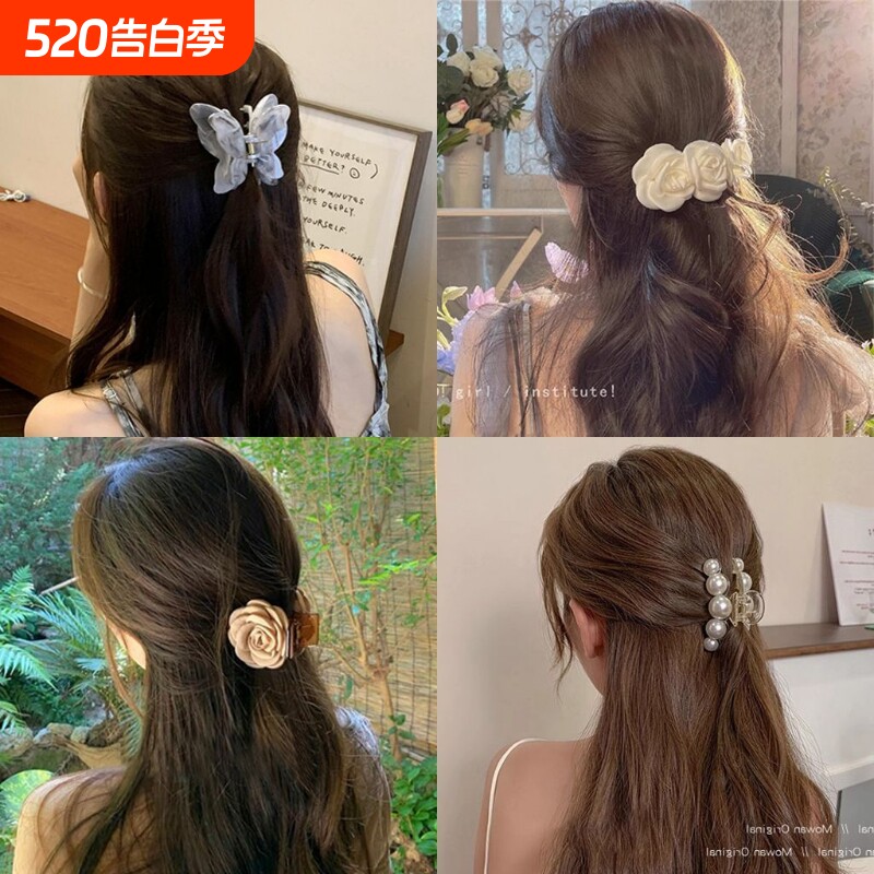 珍珠抓夹小号发夹女后脑勺发卡小巧鲨鱼夹发抓迷你小夹子头饰蝴蝶