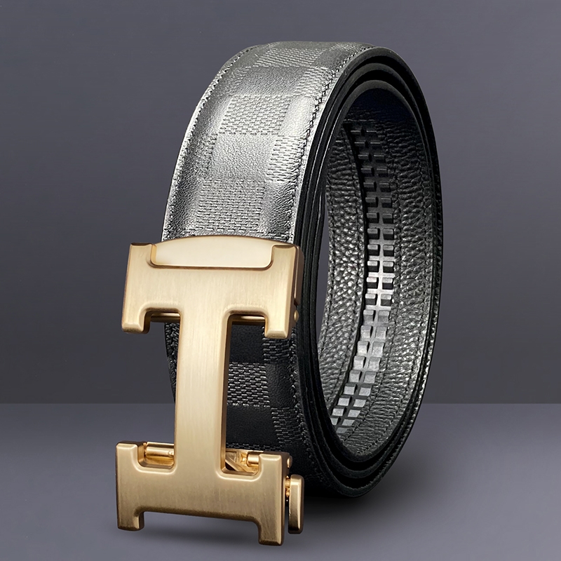 爱马男仕高端男士皮带新款H字母头层牛皮自动扣腰带商务真皮腰带