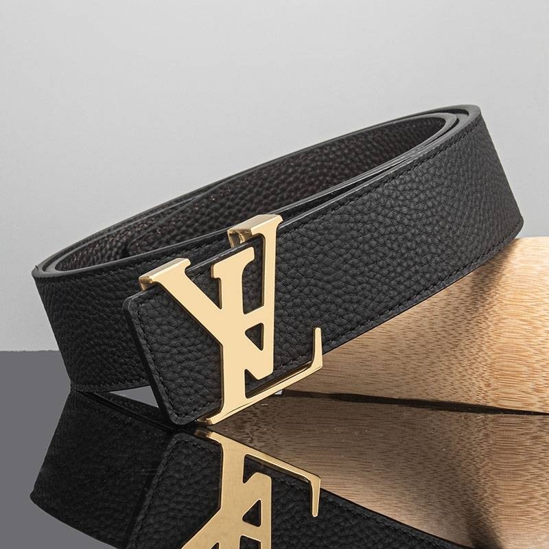 新款平滑扣皮带头层牛皮裤腰带男士商务休闲真皮结婚西装纯牛皮