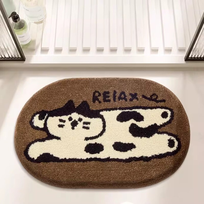猫咪浴室门口地垫强吸水毛绒卫浴地毯洗手间防滑卫生间厕所脚垫子