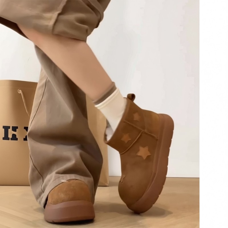 雪地靴女款2025新款冬季加绒加厚大头面包鞋保暖短靴厚底雪地棉鞋