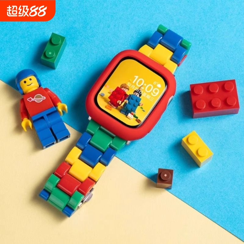适用苹果S10手表iwatch10表带applewatch9新款S9乐高拼色树脂S8夏季女生SE可爱腕带运动卡通创意高级感个性