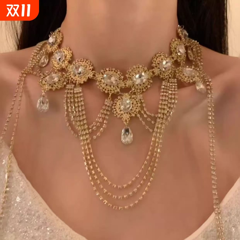 宫廷复古流苏公主欧美夸张轻奢重工项链高级感配饰锁骨链