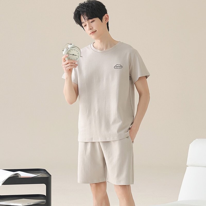 睡衣男士2026新款纯棉休闲薄款短袖短裤青年夏季简约家居服套装夏