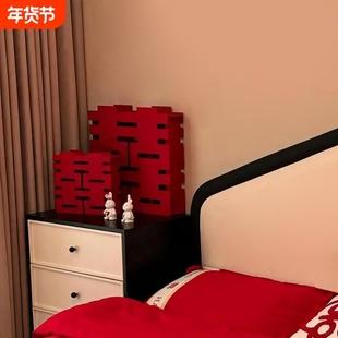 喜字立体摆件男女婚房布置装饰卧室床头柜结婚客厅套装氛围背景墙